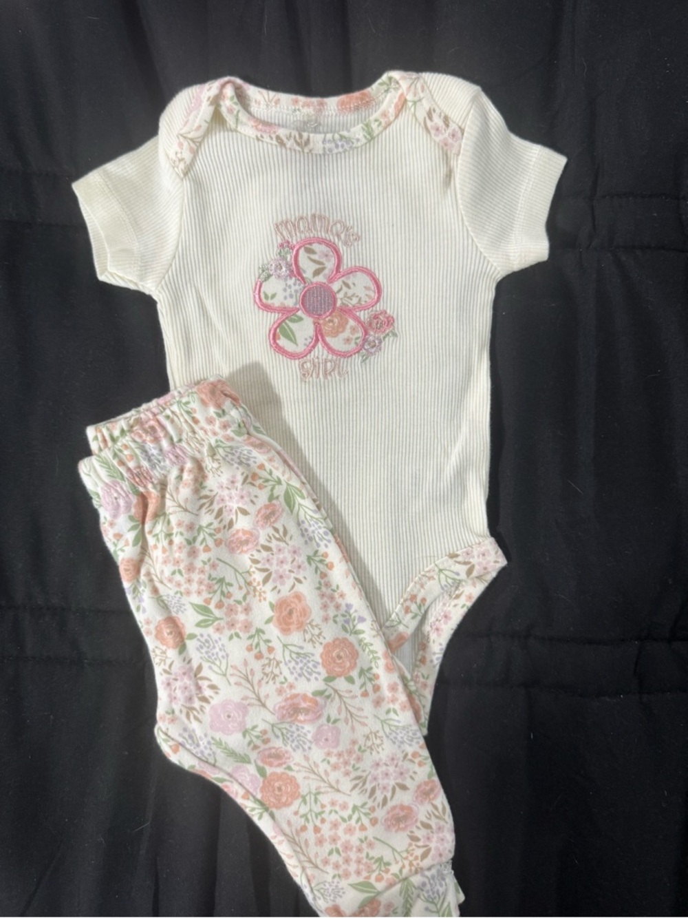Baby Gear Floral Ribbed Onesie Set - White, Pink, Green, Purple